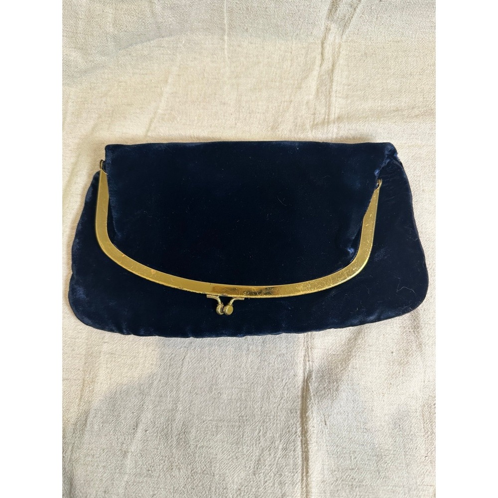 Vintage 1950's Mel-Ton Blue Velvet Handbag Classic